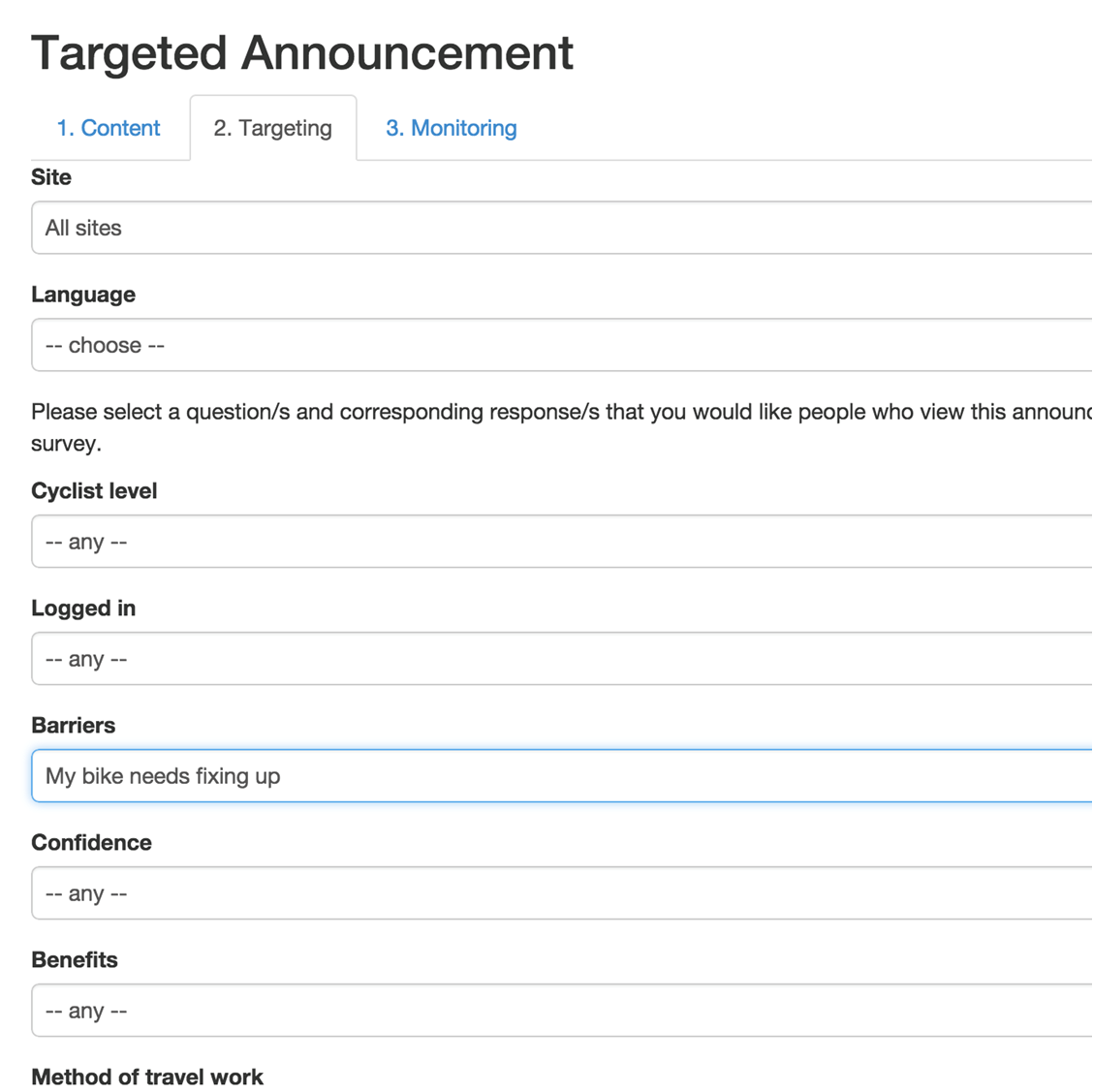 Targeting cycling messages (case study example) 